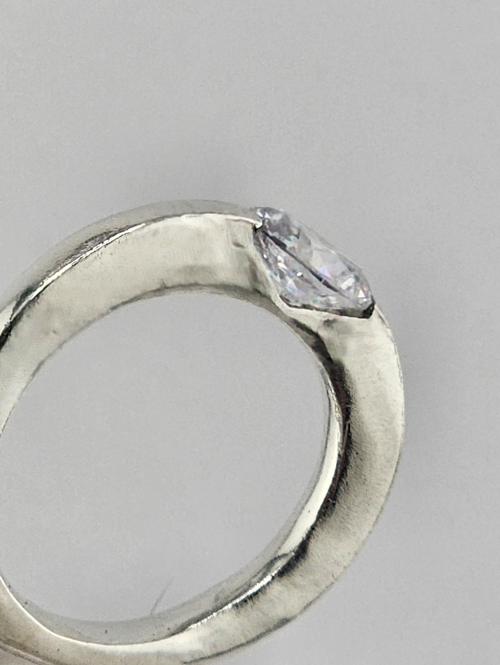 CUBIC ZIRCONIA PRESSURE RING HANDMADE STERLING SILVER SIZE7 - Picture 10 of 15